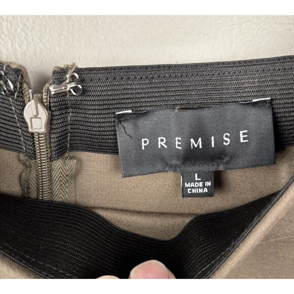 Premise Womens Large Skirt Olive 24" Length Zipper Knit Stretch Pencil - Picture 3 of 8